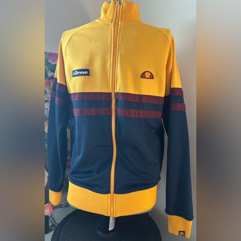 NWOT RETRO VINTAGE ELLESSE RIMINI TRACK JACKET. Sz. S. ORIGINAL AUTHENTIC - Picture 2 of 9